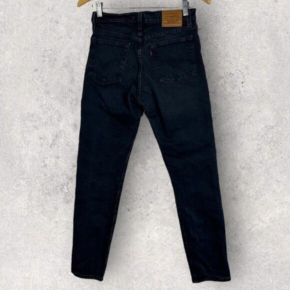Levis Black‎ Wedgie Straight High Rise Button Fly Jeans Size 25 Waterless Denim - Picture 3 of 14